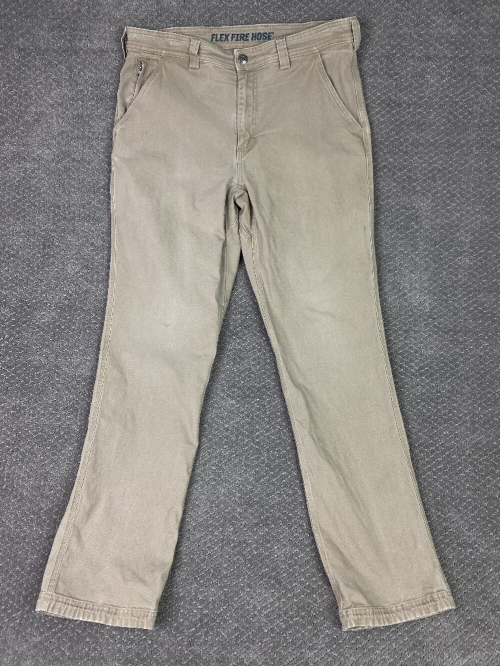 Duluth Trading Co Flex Fire Hose Pants Men's 34 x 34 Fits 34 x 32 Khaki Canvas